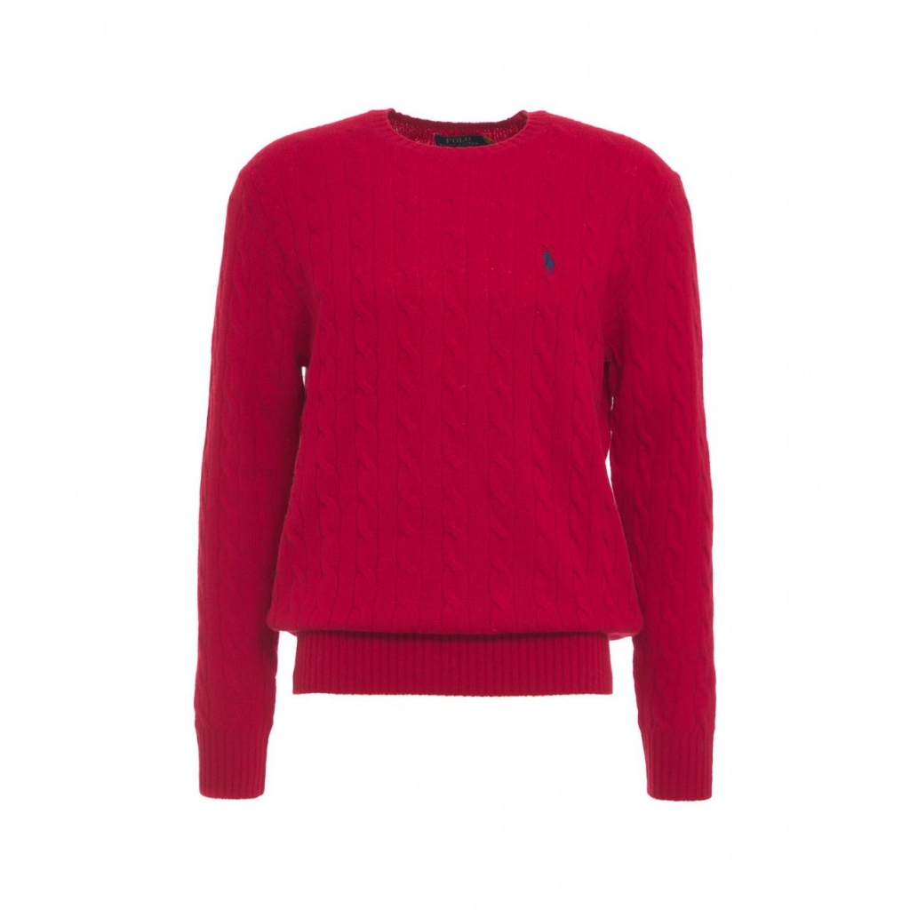 Maglione in maglia intrecciata rosso