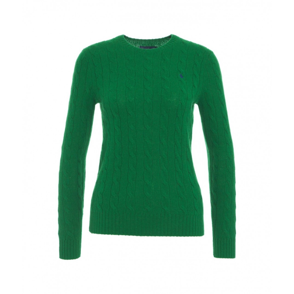 Maglione in lavorazione intrecciata verde