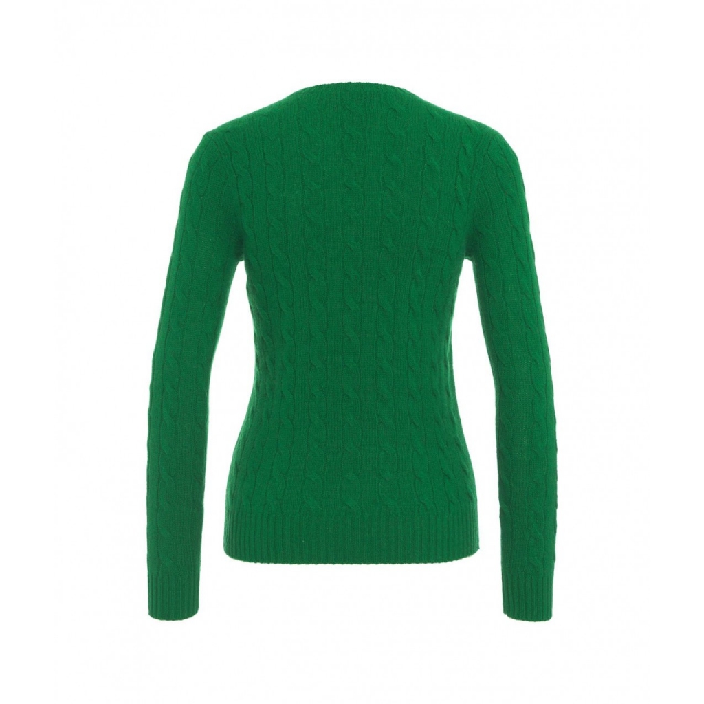 Maglione in lavorazione intrecciata verde