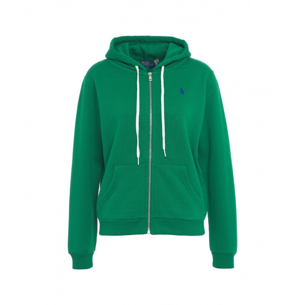 Felpa con cappuccio e zip verde