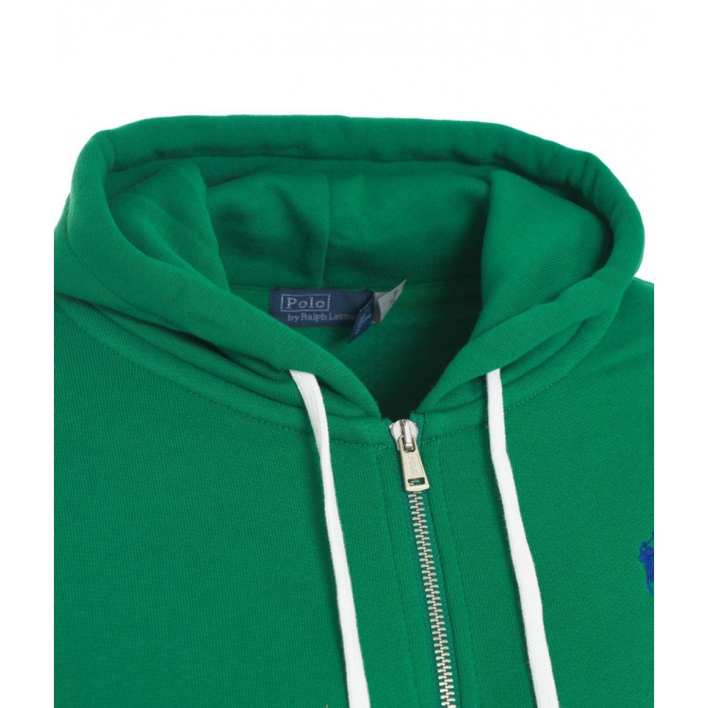 Felpa con cappuccio e zip verde