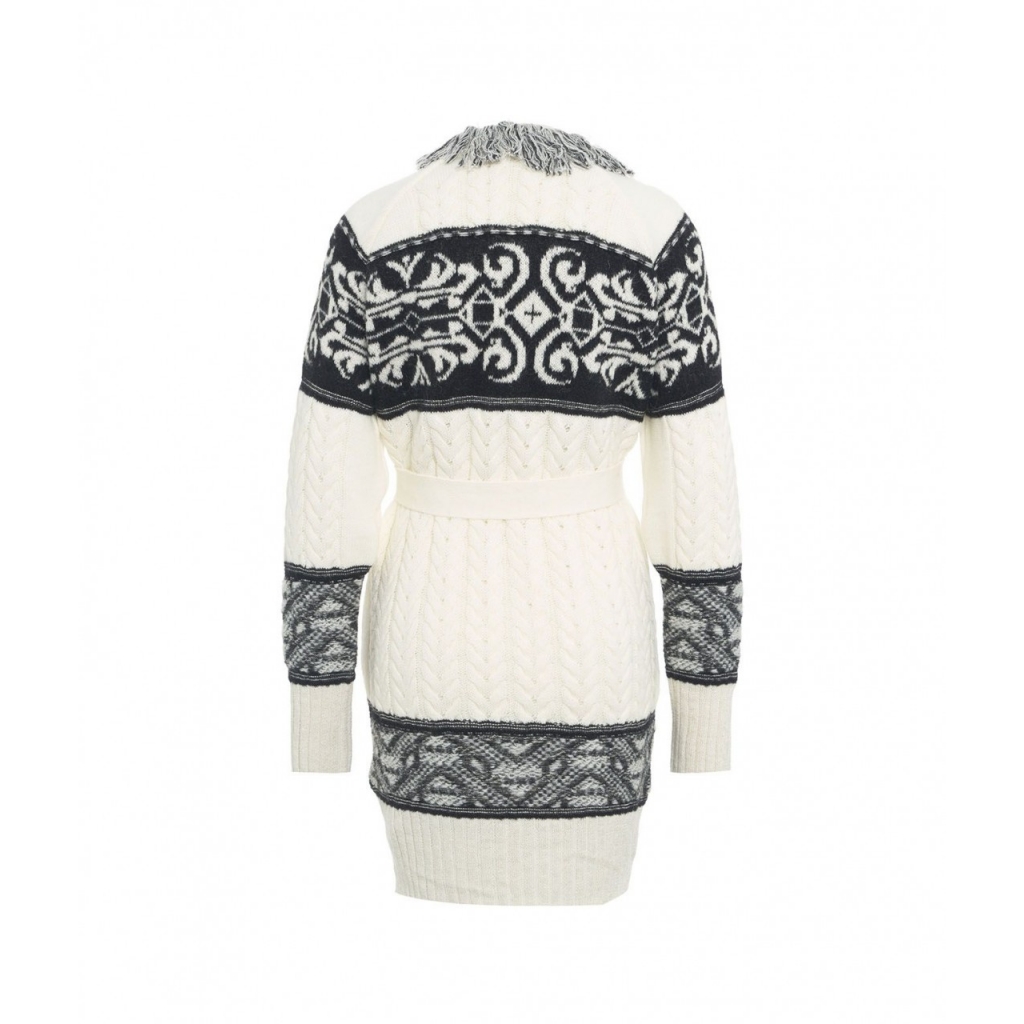 Cardigan in maglia con frange bianco