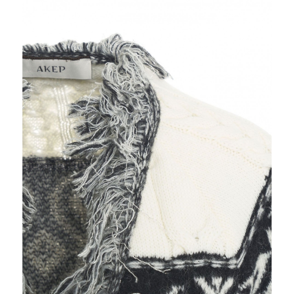 Cardigan in maglia con frange bianco