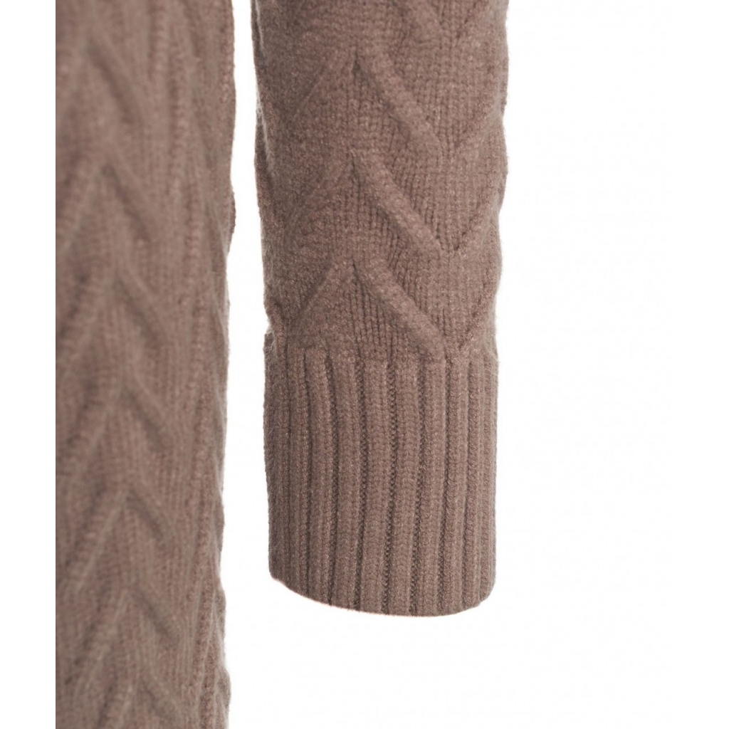 Cardigan lungo con pelliccia sintetica marrone