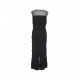 Maxi abito con frange nero