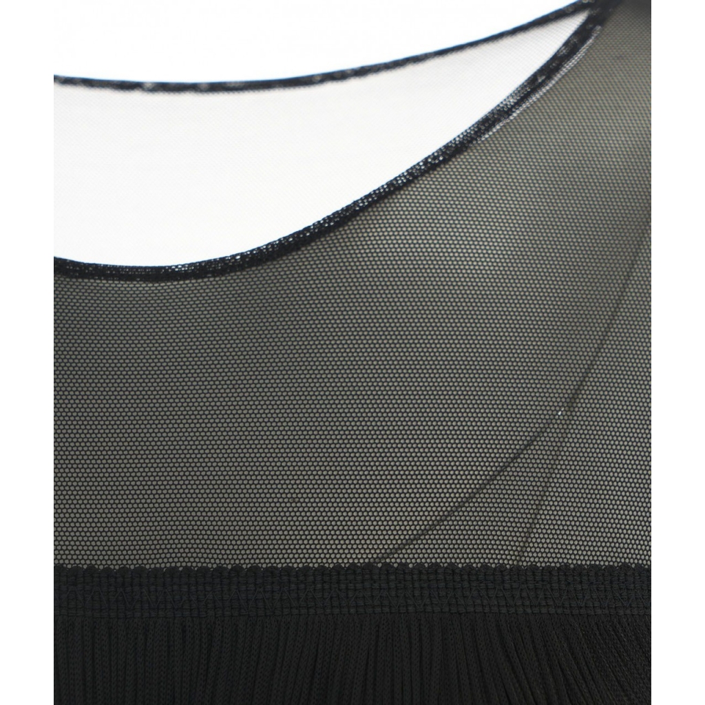 Maxi abito con frange nero