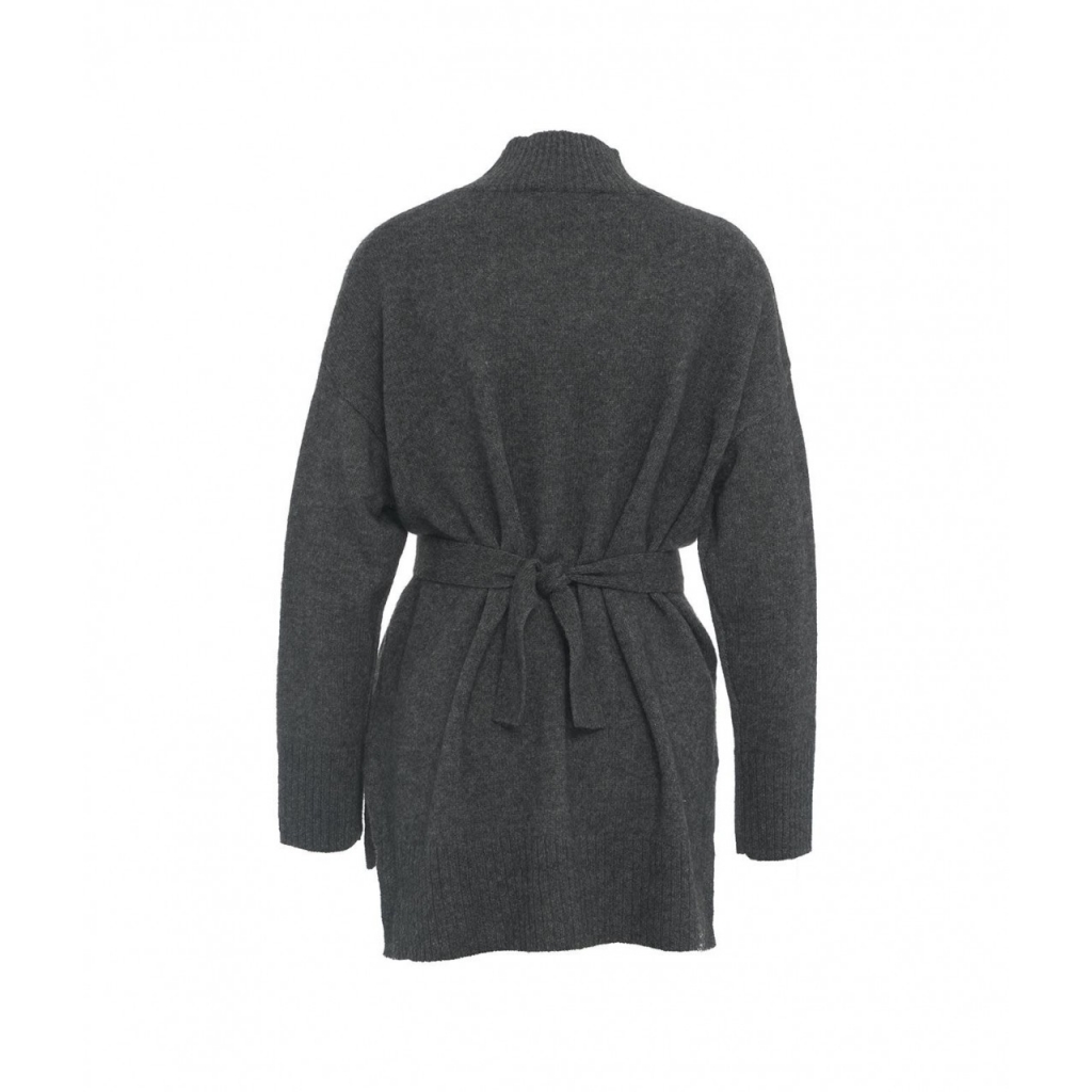 Maglione con cintura in vita grigio scuro
