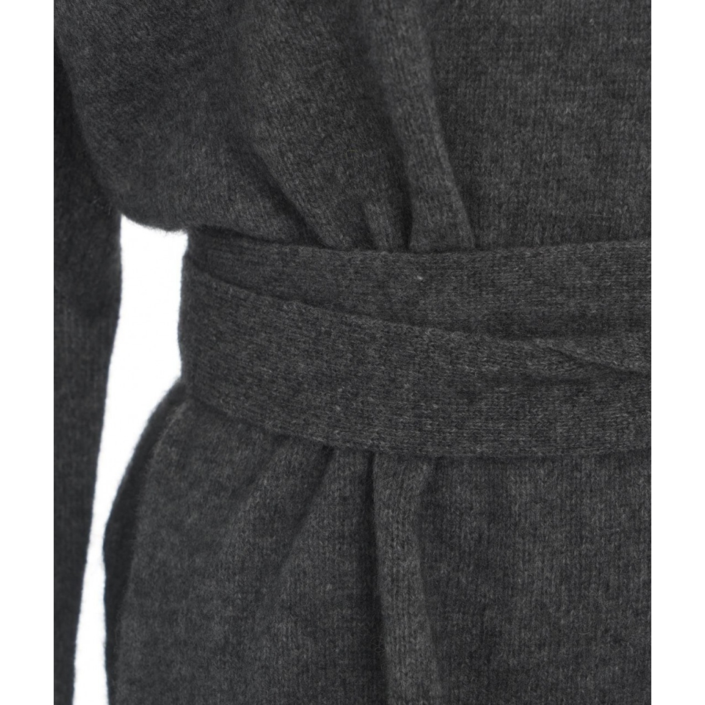 Maglione con cintura in vita grigio scuro