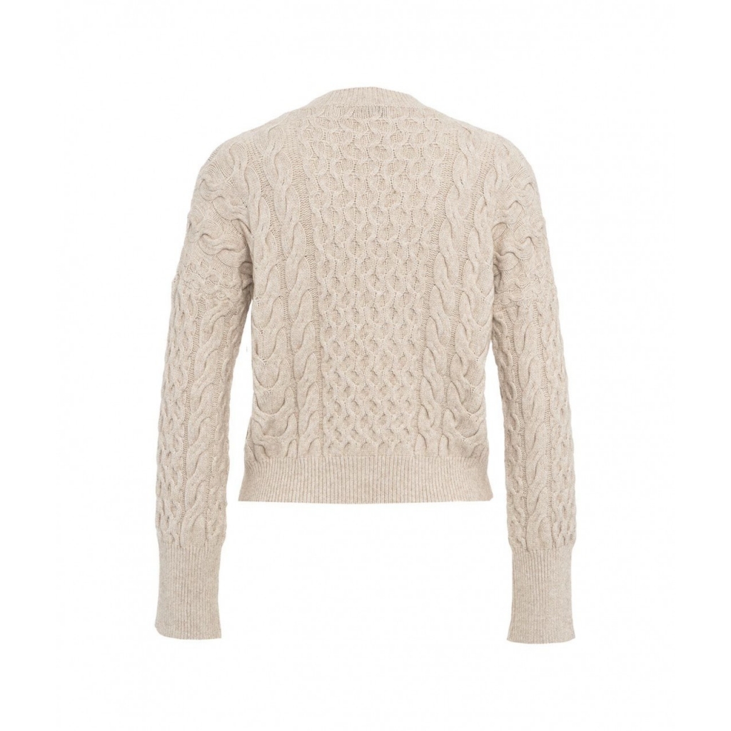 Maglione in maglia intrecciata marrone chiaro