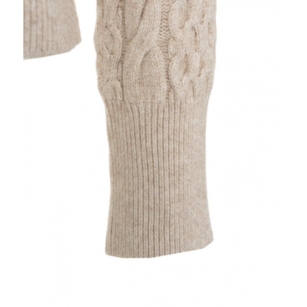 Maglione in maglia intrecciata marrone chiaro