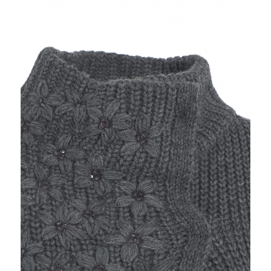 Cappotto in maglia con strass grigio scuro