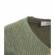 Cropped cardigan a maglia con spilla verde