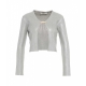 Cropped cardigan a maglia con spilla argento