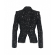 Blazer in ciniglia con pailettes nero