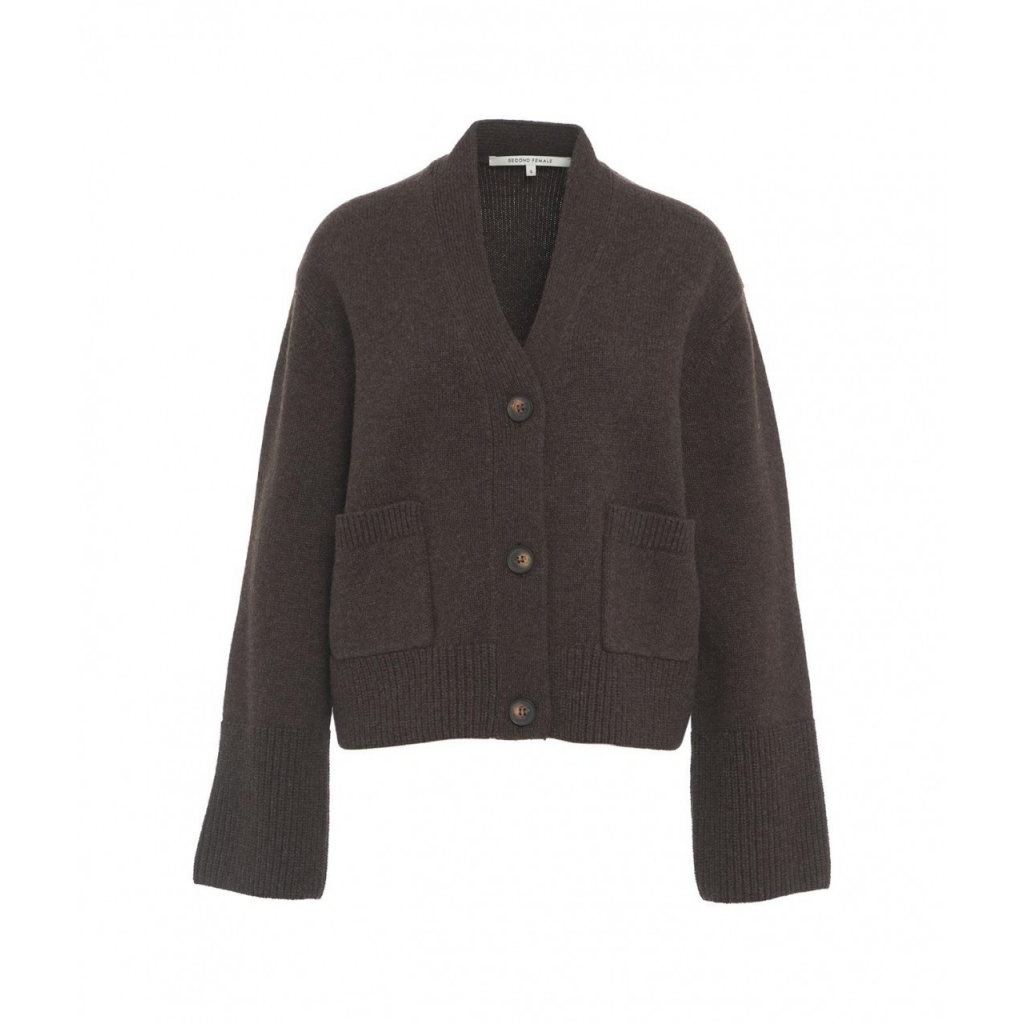 Cardigan in maglia melange Cler marrone scuro