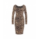 Midi abito con stampa animalier marrone