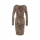 Midi abito con stampa animalier marrone