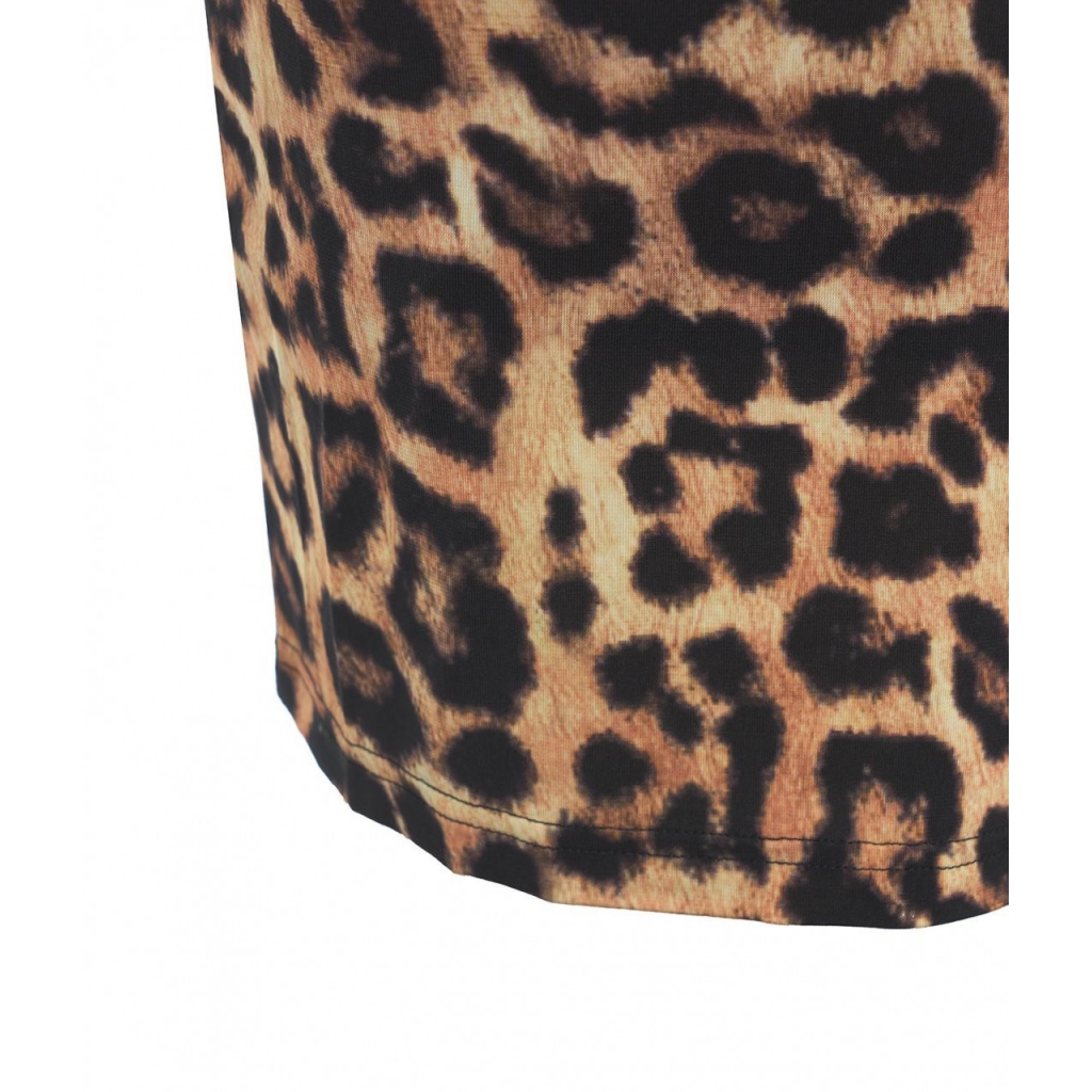 Midi abito con stampa animalier marrone