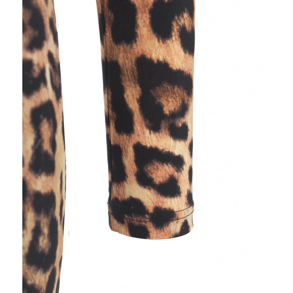 Midi abito con stampa animalier marrone