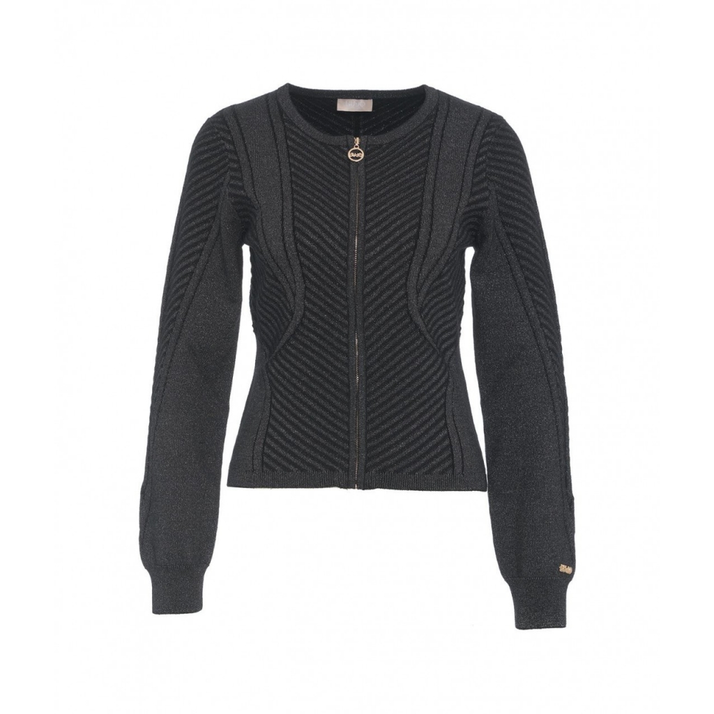 Cardigan a maglia con zip nero