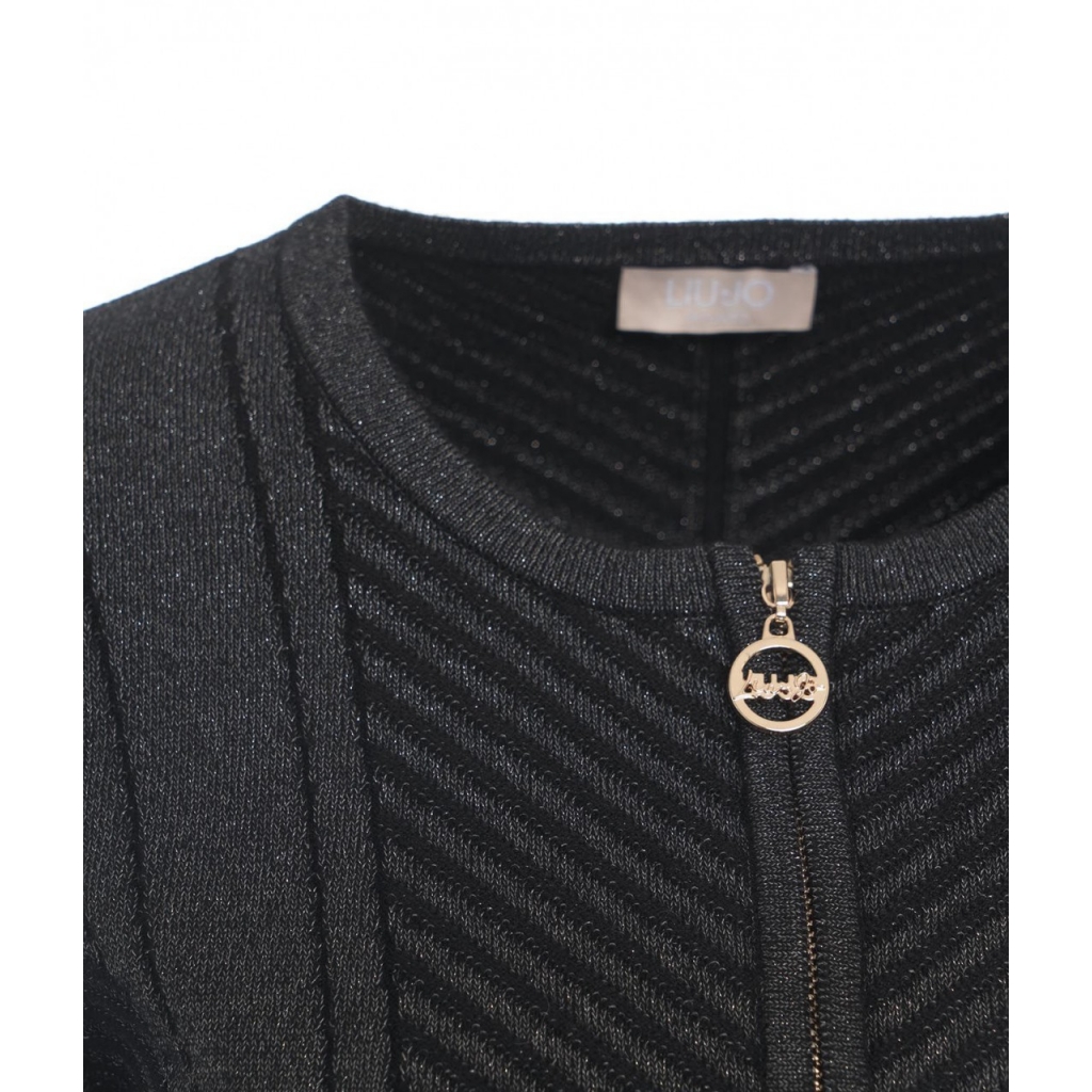Cardigan a maglia con zip nero