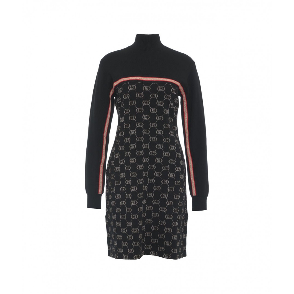 Abito in maglia con logo nero