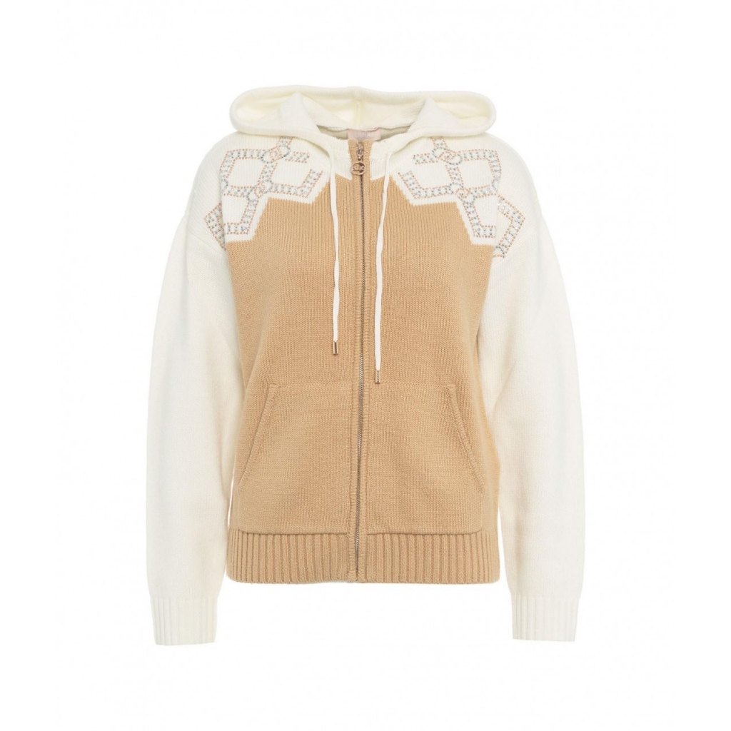 Maglione in misto lana con cappuccio marrone