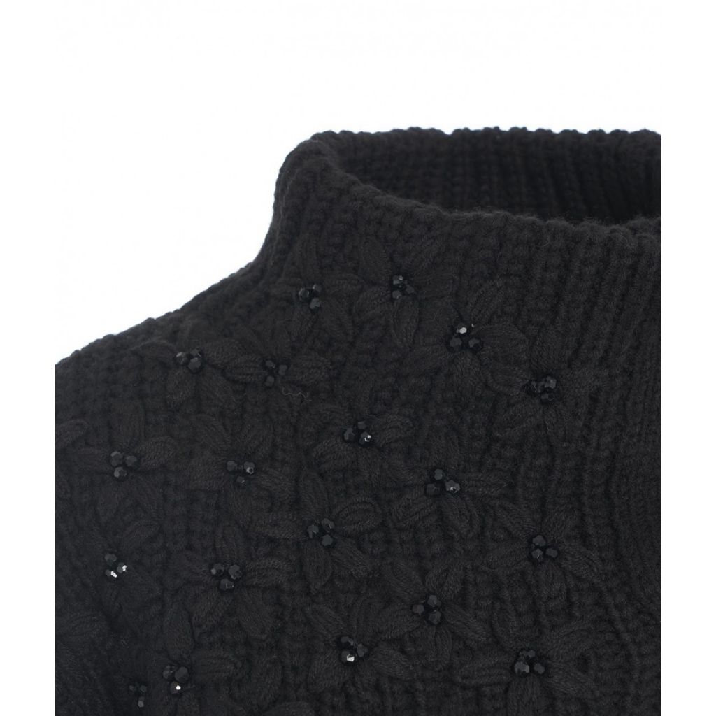 Cappotto in maglia con strass nero