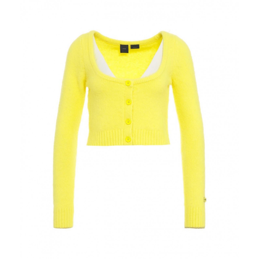 Cardigan cropped morbido giallo