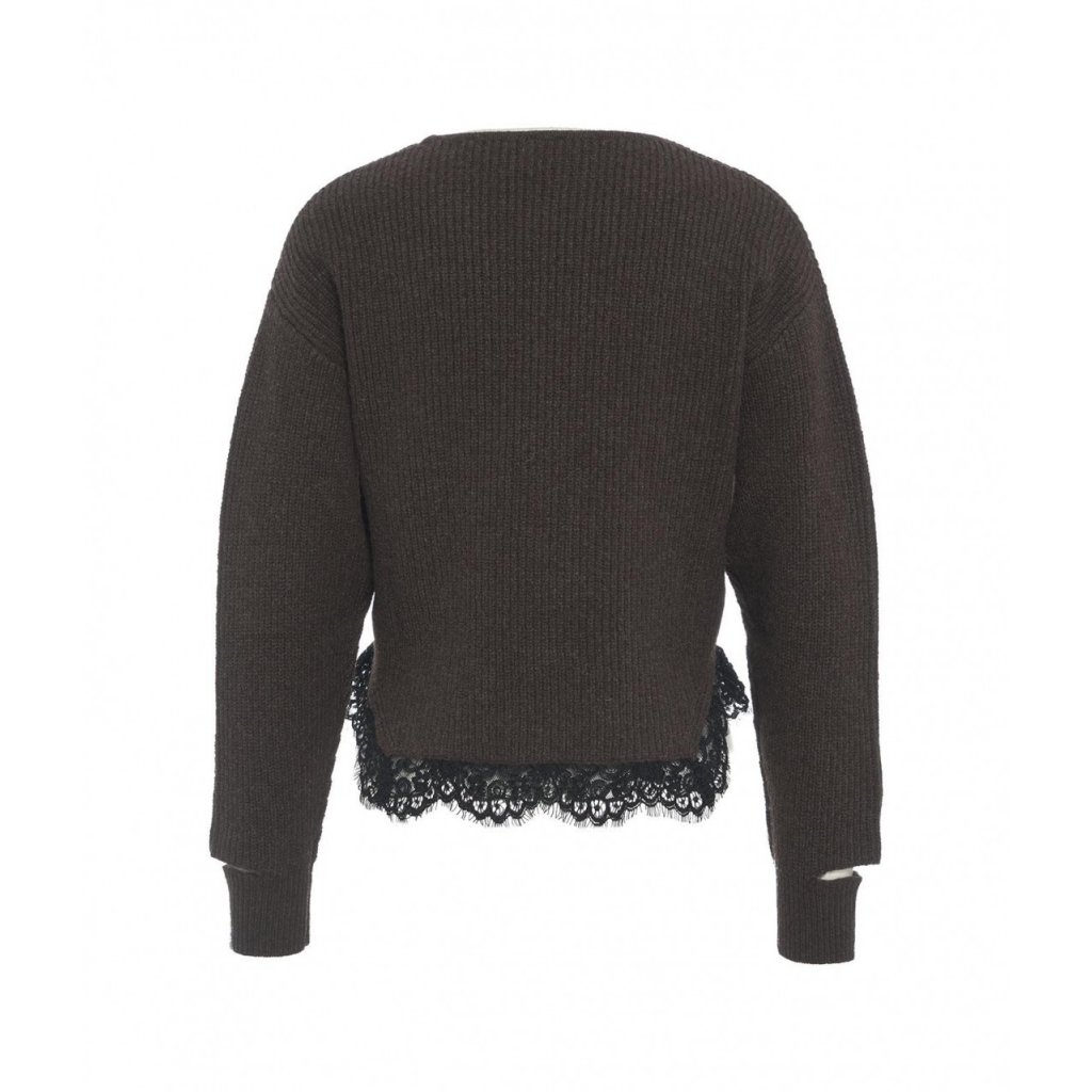Maglione con pizzo Damigiana marrone scuro