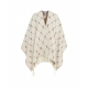 Jacquard poncho con monogramma bianco