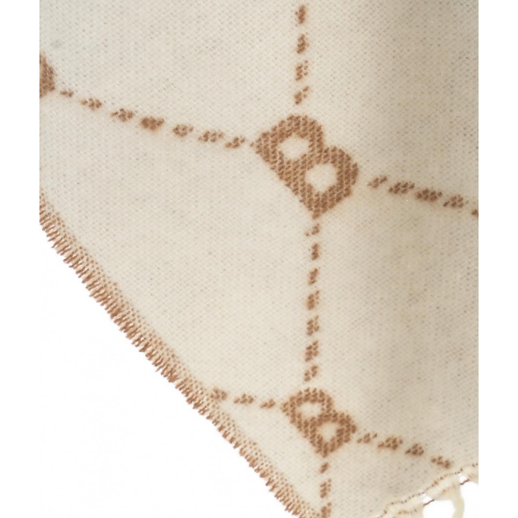 Jacquard poncho con monogramma bianco