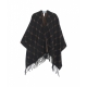 Jacquard poncho con monogramma nero
