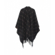 Jacquard poncho con monogramma nero