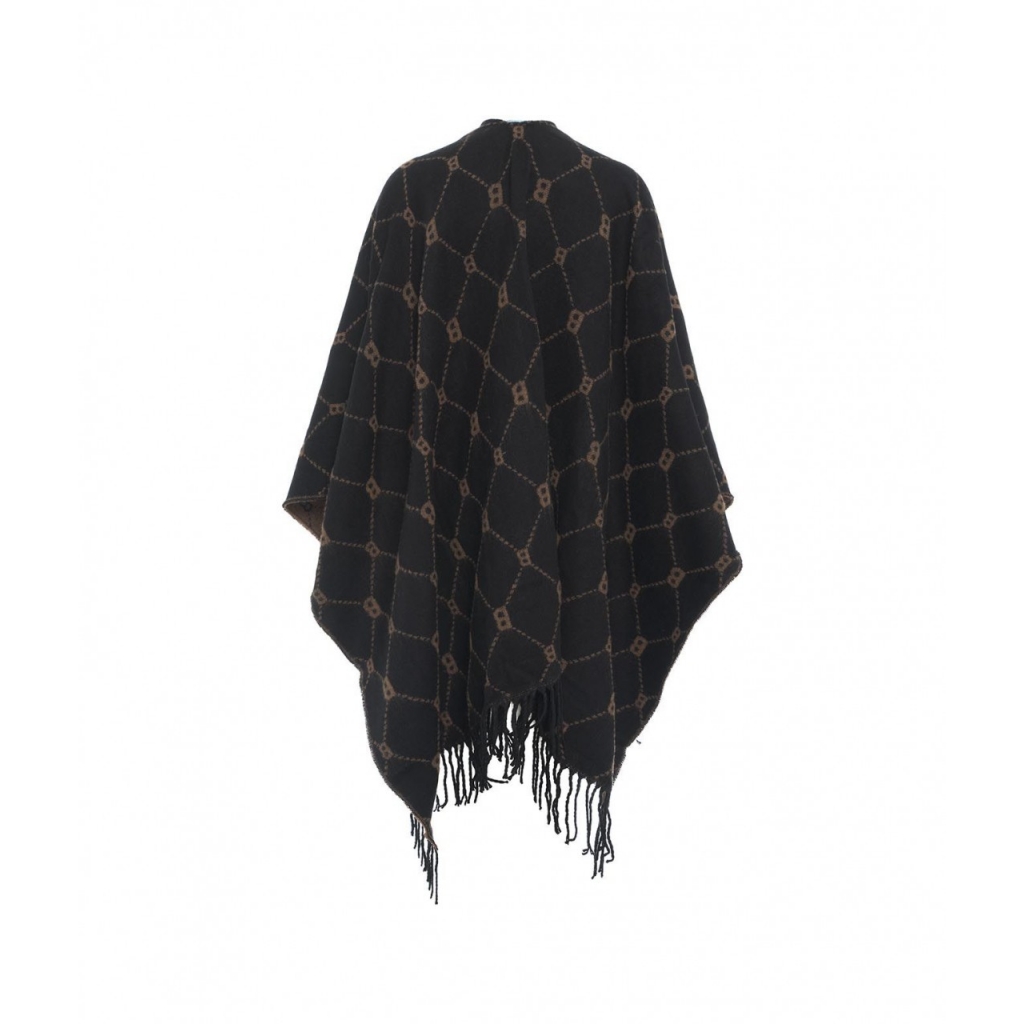 Jacquard poncho con monogramma nero