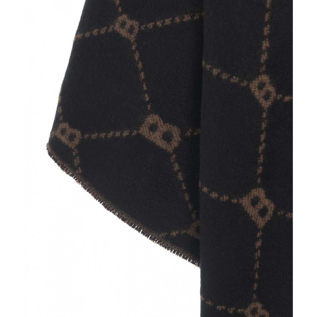 Jacquard poncho con monogramma nero