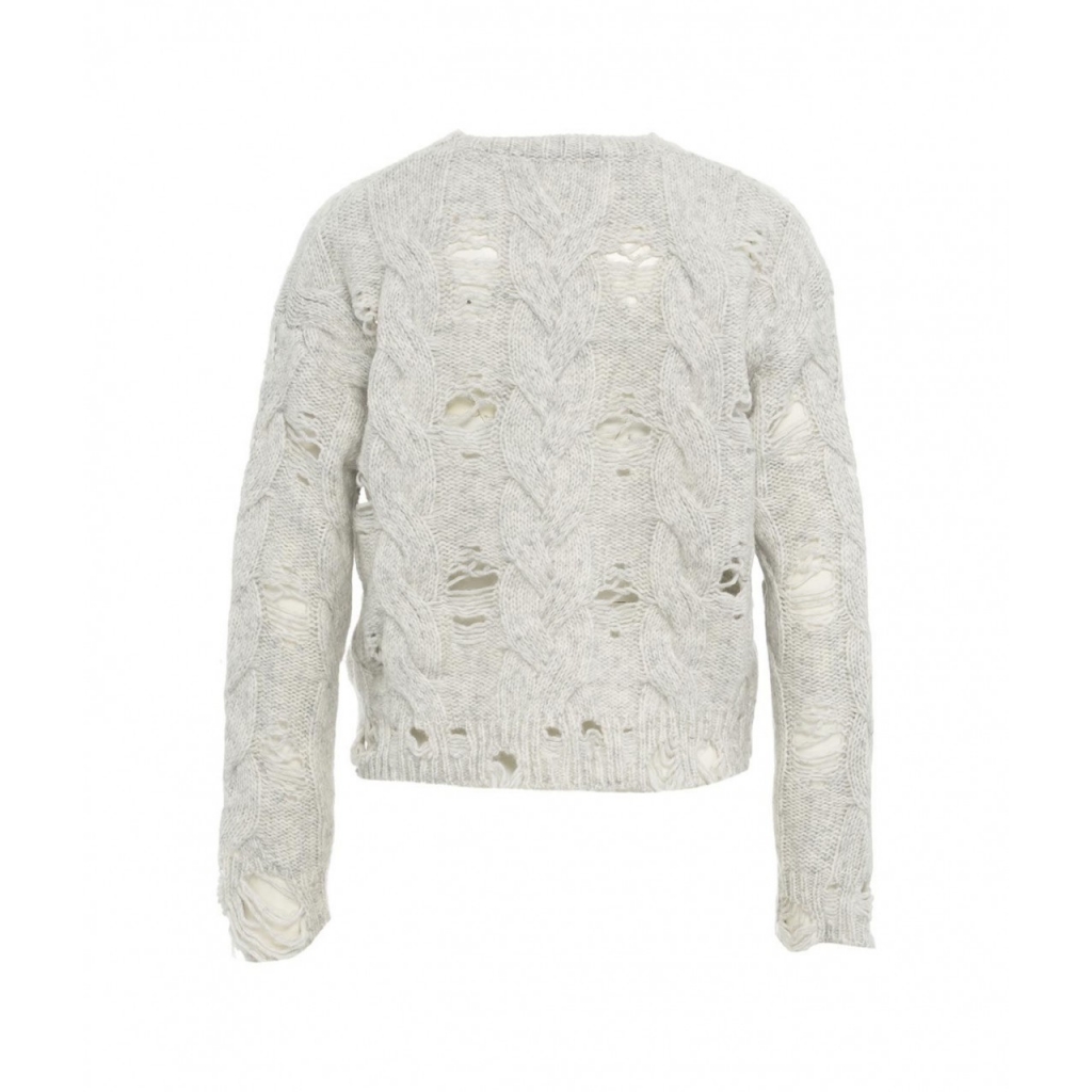 Maglione con dettagli destroyed grigio chiaro