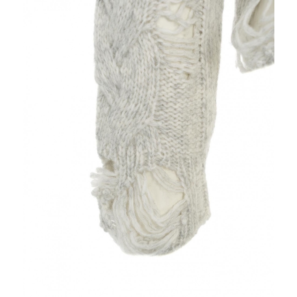 Maglione con dettagli destroyed grigio chiaro