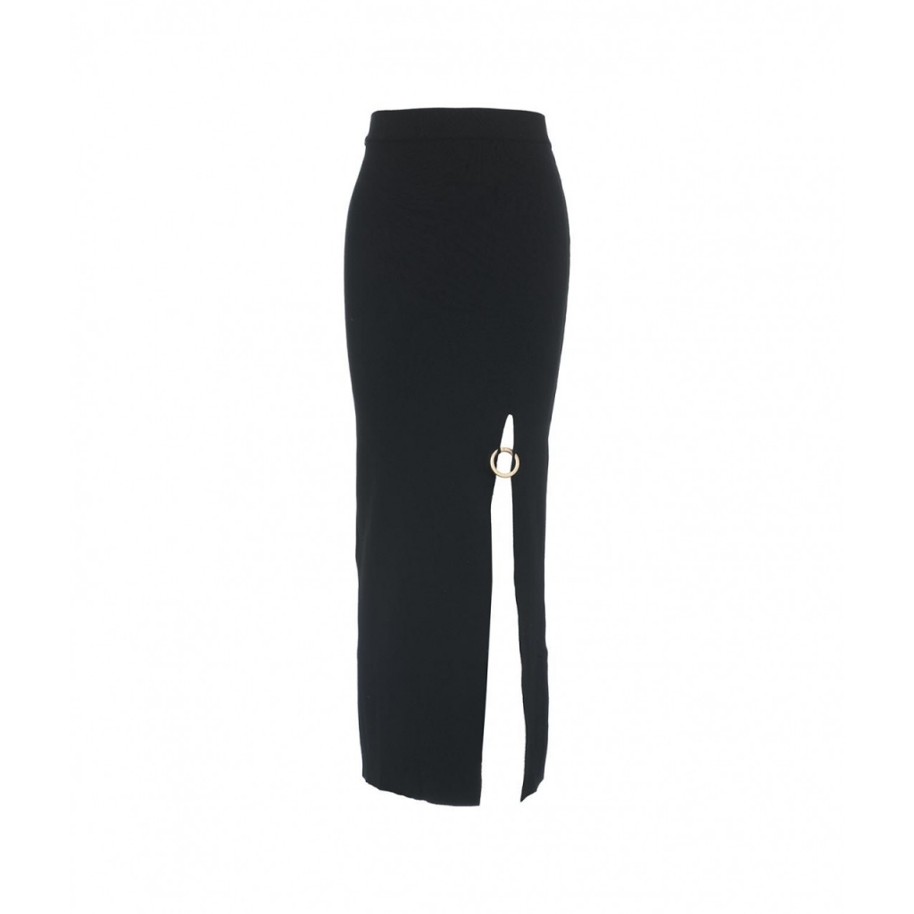 Gonna in maglia con spacco nero
