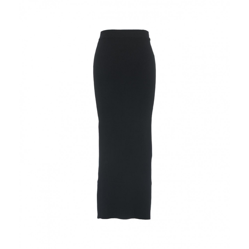 Gonna in maglia con spacco nero