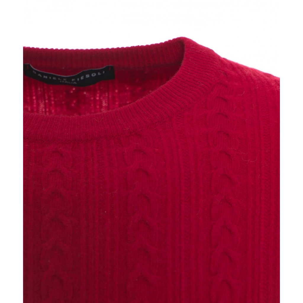 Maglione in maglia intrecciata rosso