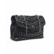 Schultertasche mit Schnr-Details Schwarz