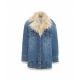 Giacca jeans con collo di pelliccia blu