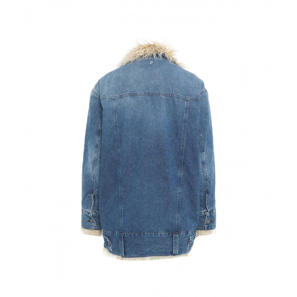 Giacca jeans con collo di pelliccia blu