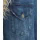 Giacca jeans con collo di pelliccia blu