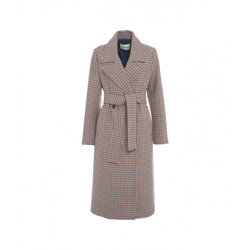 Cappotto pied de poule crema