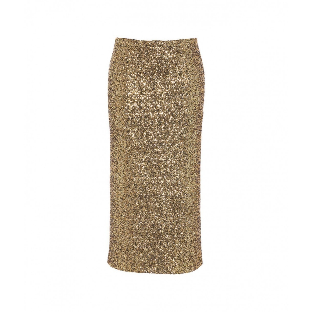 Gonna midi con paillettes oro