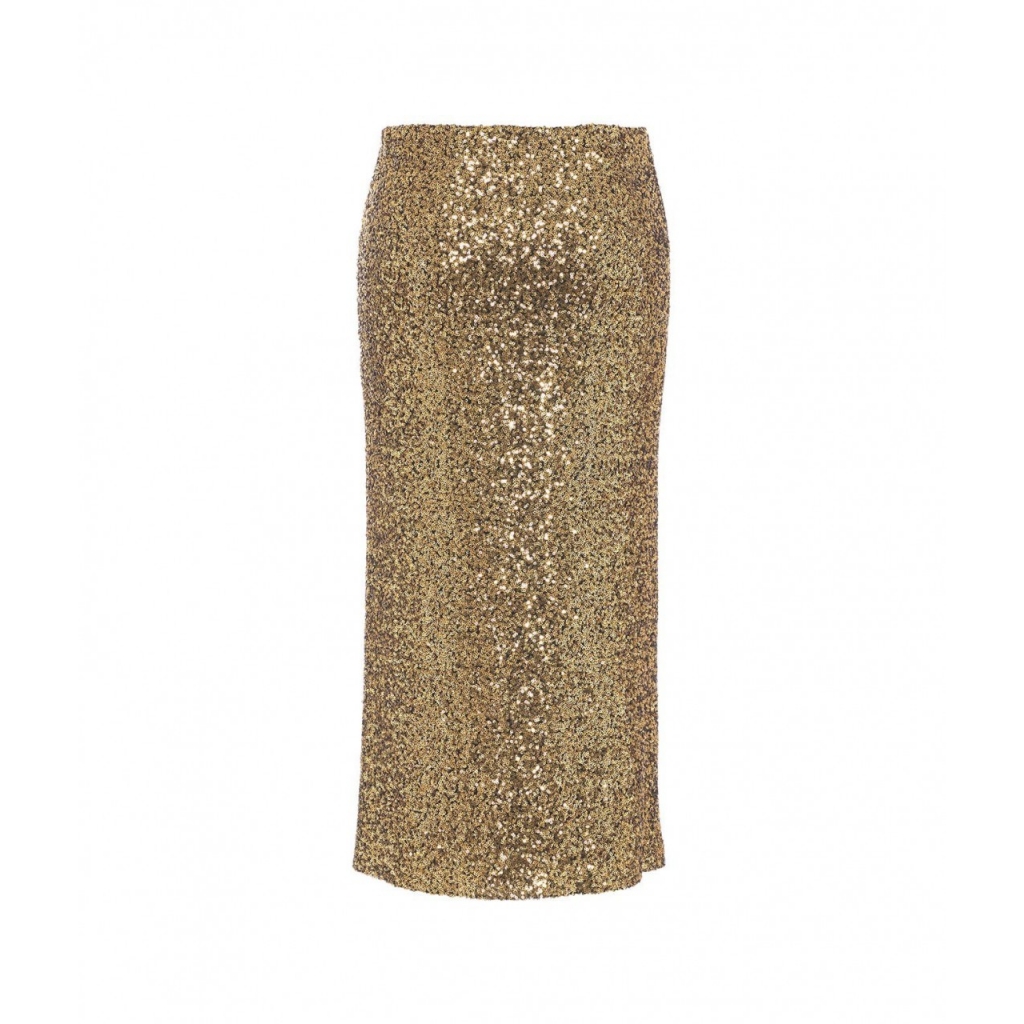 Gonna midi con paillettes oro