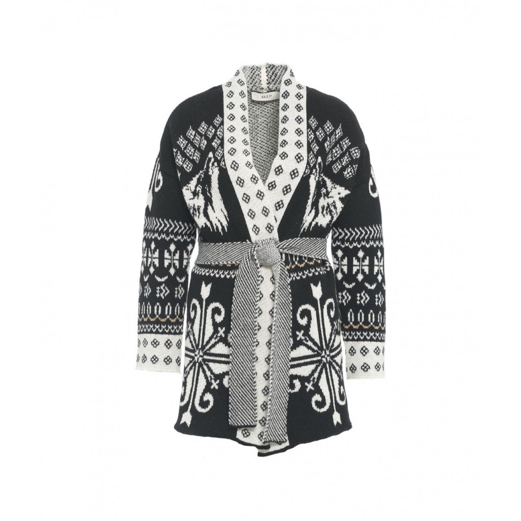 Cardigan con cintura nero