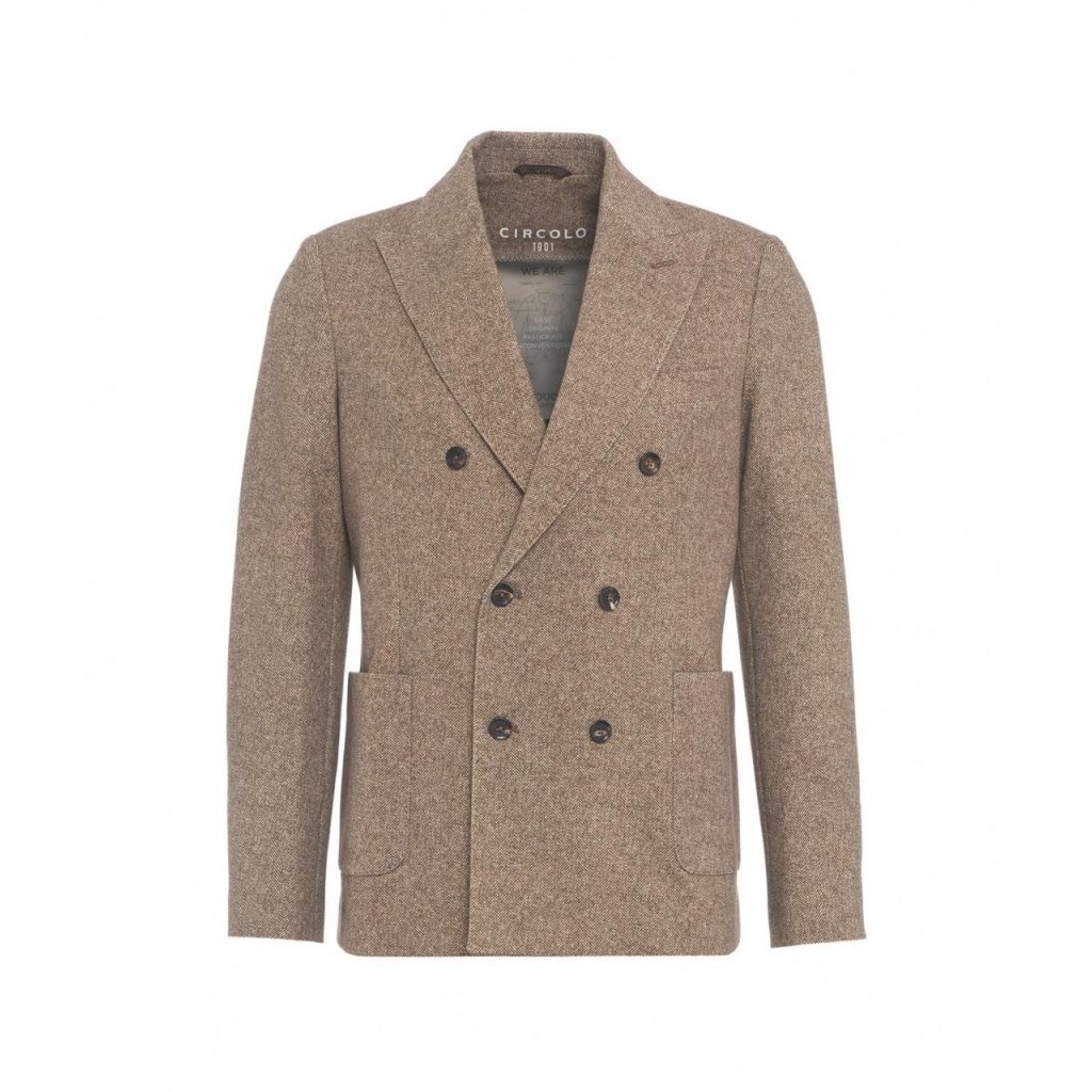 Blazer doppiopetto in felpa marrone chiaro